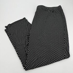 Chicos Easywear Polka Dot Straight Leg Pants Black White Elastic Waist Size 3 XL